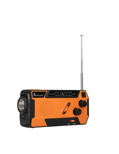 Extralink Ex.93746 Radio Awaryjne Solarne Z Korbka Dynamo Powerbank 4000Mah Z Latarka Sos Sr-4000 Przenośny Analogowy