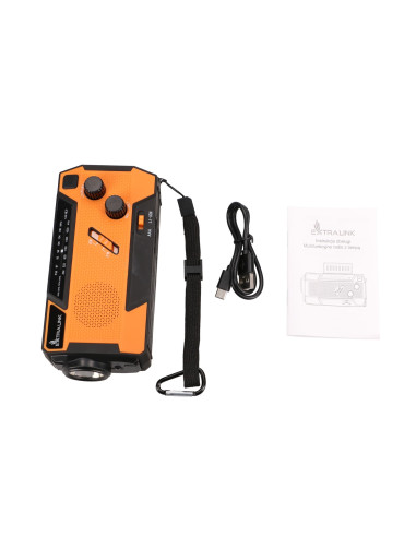 Extralink Ex.93746 Radio Awaryjne Solarne Z Korbka Dynamo Powerbank 4000Mah Z Latarka Sos Sr-4000 Przenośny Analogowy