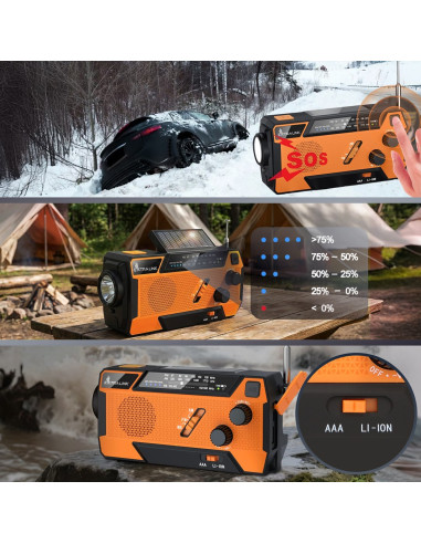 Extralink Ex.93746 Radio Awaryjne Solarne Z Korbka Dynamo Powerbank 4000Mah Z Latarka Sos Sr-4000 Przenośny Analogowy