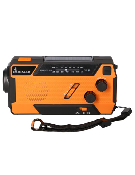 Extralink Ex.93746 Radio Awaryjne Solarne Z Korbka Dynamo Powerbank 4000Mah Z Latarka Sos Sr-4000 Przenośny Analogowy