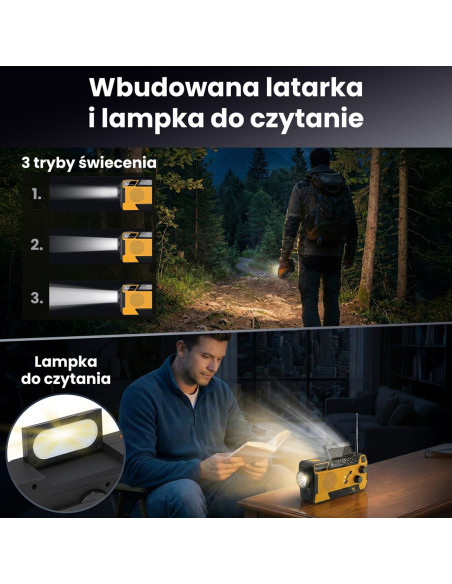 Extralink Ex.93746 Radio Awaryjne Solarne Z Korbka Dynamo Powerbank 4000Mah Z Latarka Sos Sr-4000 Przenośny Analogowy
