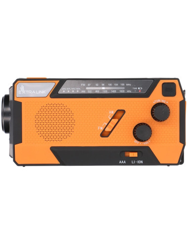 Extralink Ex.93746 Radio Awaryjne Solarne Z Korbka Dynamo Powerbank 4000Mah Z Latarka Sos Sr-4000 Przenośny Analogowy