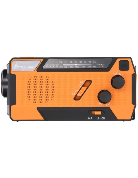 Extralink Ex.93746 Radio Awaryjne Solarne Z Korbka Dynamo Powerbank 4000Mah Z Latarka Sos Sr-4000 Przenośny Analogowy