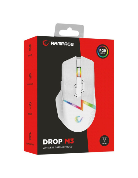 Rampage Mysz Bezprzewodowa Drop M3 V2 24000 Dpi White
