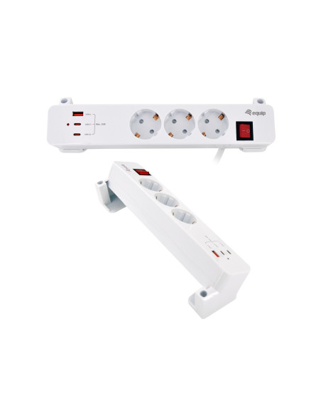 Equip 245556 Rozgałęziacz 2 M 3 X Gniazdo Sieciowe Wewnętrzna Biały