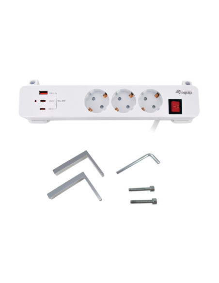 Equip 245556 Rozgałęziacz 2 M 3 X Gniazdo Sieciowe Wewnętrzna Biały