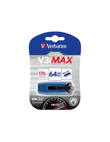 Verbatim Store 'N' Go V3 Max Pamięć Usb 64 Gb Usb Typu-A 3.2 Gen 1 (3.1 Gen 1) Niebieski
