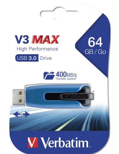 Verbatim Store 'N' Go V3 Max Pamięć Usb 64 Gb Usb Typu-A 3.2 Gen 1 (3.1 Gen 1) Niebieski