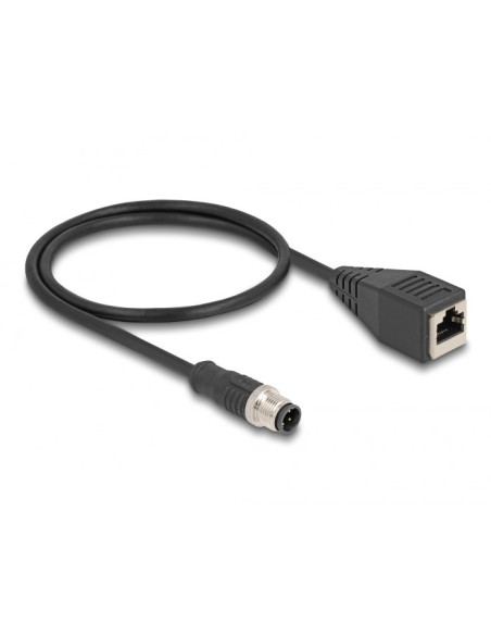 Delock M12 Kabel Adaptera Z Kodowaniem D 4-Pinowe Męski Do Żeńskiego Rj45 O Długości 50 Cm