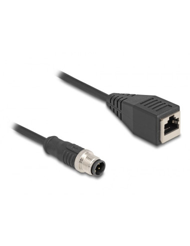 Delock M12 Kabel Adaptera Z Kodowaniem D 4-Pinowe Męski Do Żeńskiego Rj45 O Długości 50 Cm