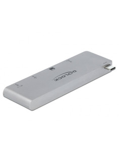 Delock 3 Port Hub Und 2 Slot Card Reader Fur Macbook Mit Pd 3.0 Und Einschiebbarem Usb Type-C Anschluss