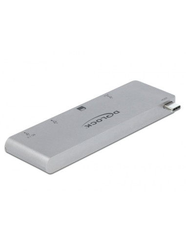 Delock 3 Port Hub Und 2 Slot Card Reader Fur Macbook Mit Pd 3.0 Und Einschiebbarem Usb Type-C Anschluss