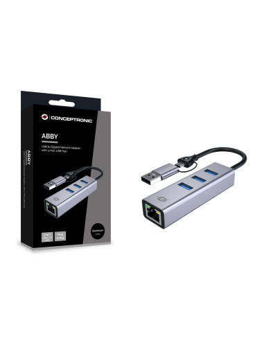 Conceptronic Abby25G Stacja Dokująca Przewodowa Usb 3.2 Gen 1 (3.1 Gen 1) Type-A + Type-C Szary