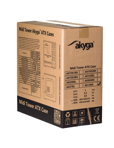 Akyga Ak13Bk Zabezpieczenia & Uchwyty Komputerów Micro Tower Czarny