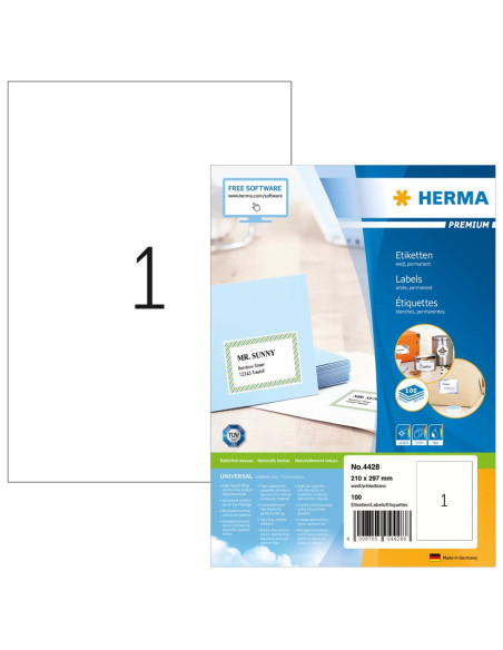 Herma 4428 Etykiet Do Nadruku Biały Samoprzylepne Etykiety Do Drukowania