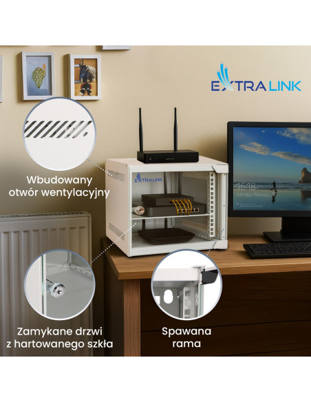 Extralink Lite 6U 10 280X310 Wall-Mounted Rackmount Cabinet Gray