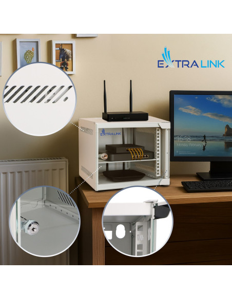 Extralink Lite 6U 10 280X310 Wall-Mounted Rackmount Cabinet Gray