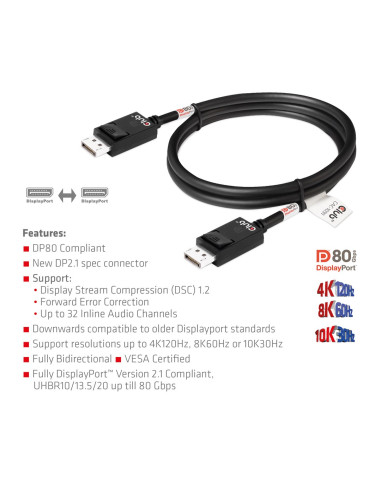 Club3D Cac-1091 Kabel Displayport 1,2 M Czarny