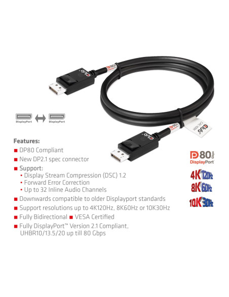 Club3D Cac-1091 Kabel Displayport 1,2 M Czarny
