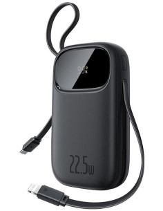 Powerbank Baseus Enerfill Fc31 Qpow3 20000Mah 22.5W Z Wyświetlaczem Cyfrowym I 2 Wbudowanymi Kablami (Usb-C + Lightning) - Czarn 2