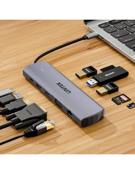 Unitek D1113Bgy01 Huby I Koncentratory 2 X Usb 3.2 Gen 2 (3.1 Gen 2) Type-C 1000 Mbit/S Szary