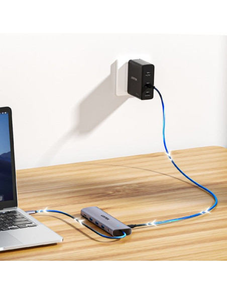 Unitek D1113Bgy01 Huby I Koncentratory 2 X Usb 3.2 Gen 2 (3.1 Gen 2) Type-C 1000 Mbit/S Szary