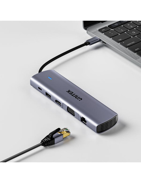 Unitek D1113Bgy01 Huby I Koncentratory 2 X Usb 3.2 Gen 2 (3.1 Gen 2) Type-C 1000 Mbit/S Szary