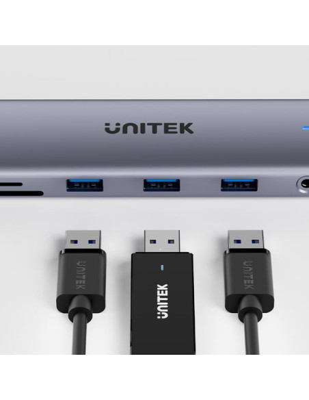 Unitek D1113Bgy01 Huby I Koncentratory 2 X Usb 3.2 Gen 2 (3.1 Gen 2) Type-C 1000 Mbit/S Szary