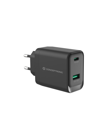 Conceptronic Althea20B45 Ładowarka Do Urządzeń Przenośnych Uniwersalne Czarny Prąd Przemienny Szybkie Ładowanie Wewnętrzna