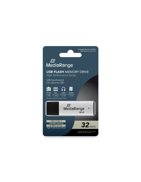 Mediarange Mr1900 Pamięć Usb 32 Gb Usb Typu-A 3.2 Gen 1 (3.1 Gen 1) Czarny, Srebrny