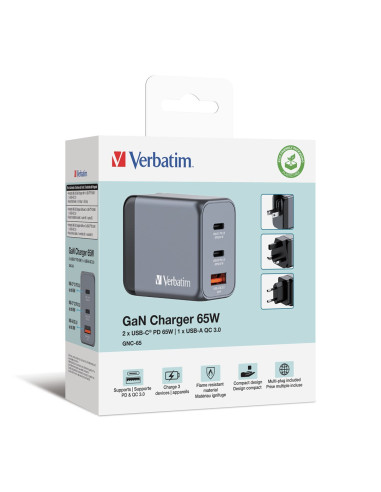 Ładowarka Sieciowa Verbatim Gan Gnc-65 2Xusb-C Uniwersalna
