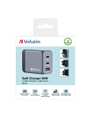 Ładowarka Sieciowa Verbatim Gan Gnc-65 2Xusb-C Uniwersalna
