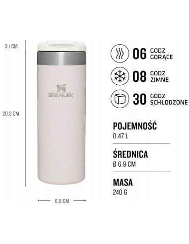 Stanley Kubek Termiczny Aerolight 0,47 L - Rose Quartz Metallic