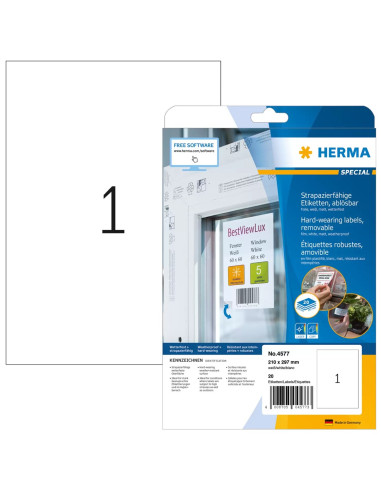 Herma 4577 Samoprzylepne Etykiety Wyjmowana Biały 20 Szt.