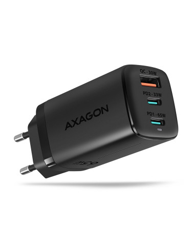Axagon Acu-Dpq65 Ładowarka Sieciowa, Gan 65W, 3X Port (Usb-A + Dual Usb-C), Pd3.0/Qc4+/Pps/Apple