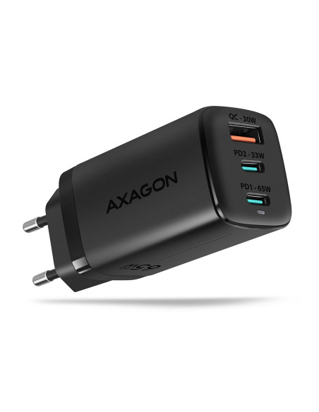 Axagon Acu-Dpq65 Ładowarka Sieciowa, Gan 65W, 3X Port (Usb-A + Dual Usb-C), Pd3.0/Qc4+/Pps/Apple