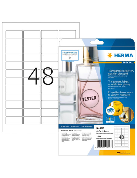 Herma 8016 Etykiet Do Nadruku Przezroczysty Samoprzylepne Etykiety Do Drukowania