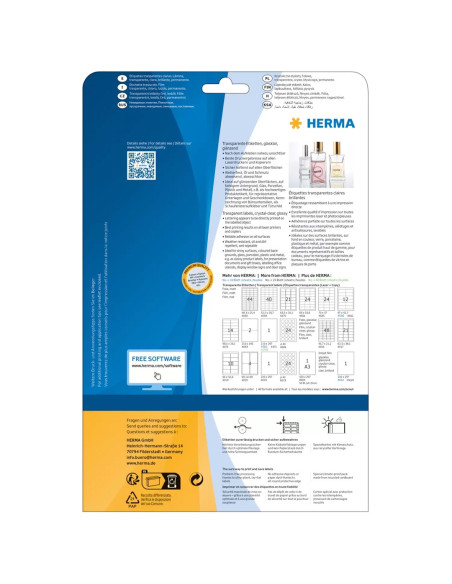 Herma 8016 Etykiet Do Nadruku Przezroczysty Samoprzylepne Etykiety Do Drukowania