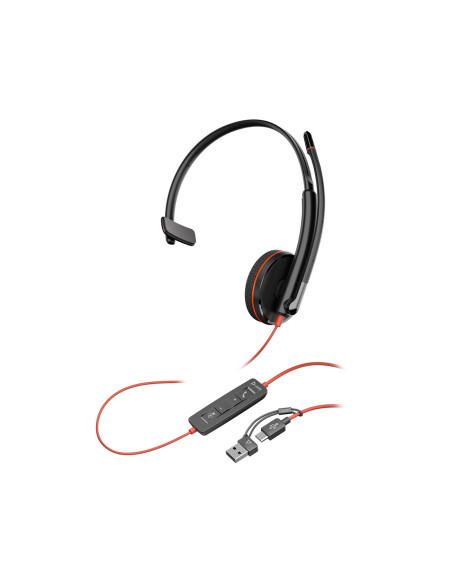 Poly Blackwire 3210 Monaural Usb-C Headset +Usb-C/A Adapter