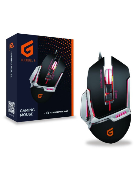 Conceptronic Djebbel 8 Myszka Gaming Dla Praworęcznych Usb Typu-A Optyczny 4000 Dpi