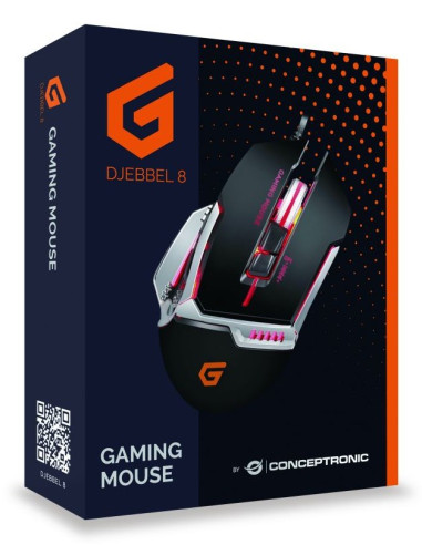 Conceptronic Djebbel 8 Myszka Gaming Dla Praworęcznych Usb Typu-A Optyczny 4000 Dpi