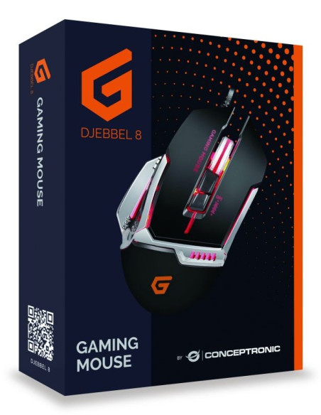 Conceptronic Djebbel 8 Myszka Gaming Dla Praworęcznych Usb Typu-A Optyczny 4000 Dpi