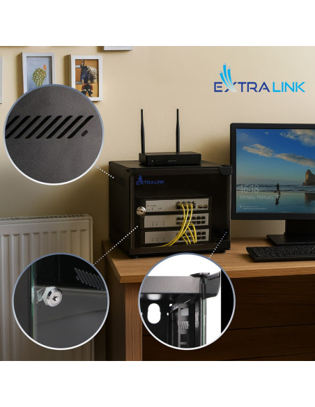 Extralink Lite 4U 10 280X310 Wall-Mounted Rackmount Cabinet Black Stojak Wolnostojący/Ścienny/Podłogowy Czarny