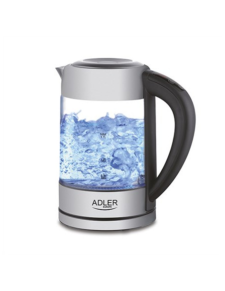 Adler Ad 1247 New Czajnik Elektryczny 1,7 L 2200 W Orzech Laskowy, Stal Nierdzewna, Przezroczysty