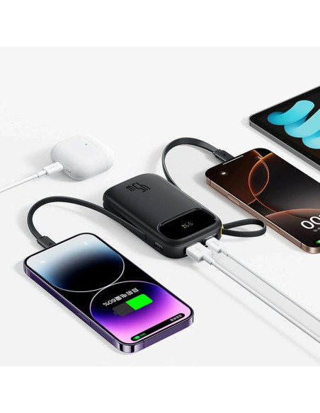 Powerbank Baseus Enerfill Fc31 Qpow3 20000Mah 45W Z Wyświetlaczem Z Kablami Usb-C I Lightning - Czarny