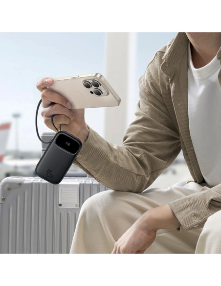 Powerbank Baseus Enerfill Fc31 Qpow3 20000Mah 45W Z Wyświetlaczem Z Kablami Usb-C I Lightning - Czarny