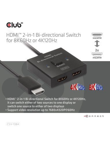 Club3D Csv-1384 Przełącznik Kvm Czarny