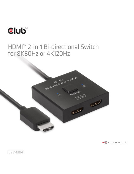 Club3D Csv-1384 Przełącznik Kvm Czarny