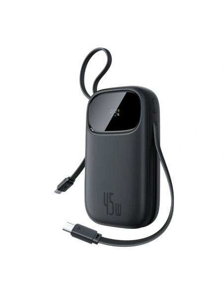 Powerbank Baseus Enerfill Fc31 Qpow3 20000Mah 45W Z Wyświetlaczem Cyfrowym Z 2 Wbudowanymi Kablami Usb-C - Czarny