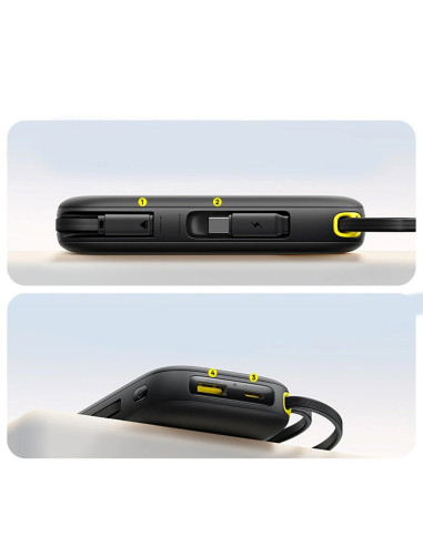 Powerbank Baseus Enerfill Fc31 Qpow3 20000Mah 45W Z Wyświetlaczem Cyfrowym Z 2 Wbudowanymi Kablami Usb-C - Czarny